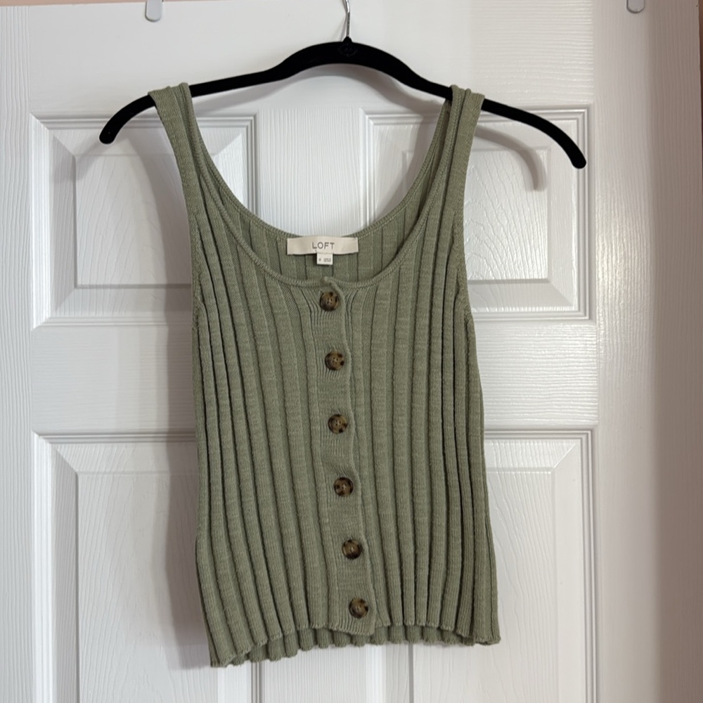 LOFT Ribbed Button Sweater Tank